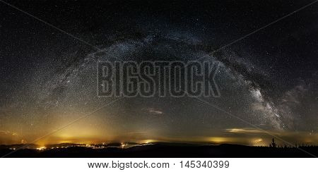 Milky way on over the Lipno Dam, Czech Republic