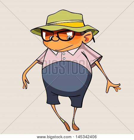 cartoon funny pot-bellied man with easy dancing