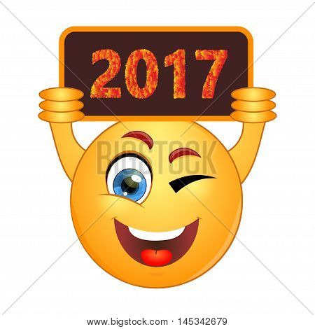 Winking and smiling emoticon. . Smiley  with a sign