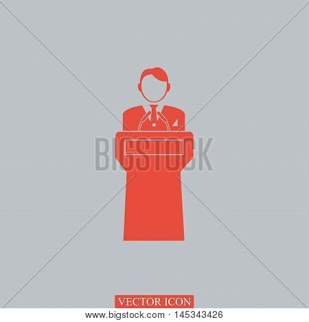 Speaker Stands Behind The Podium