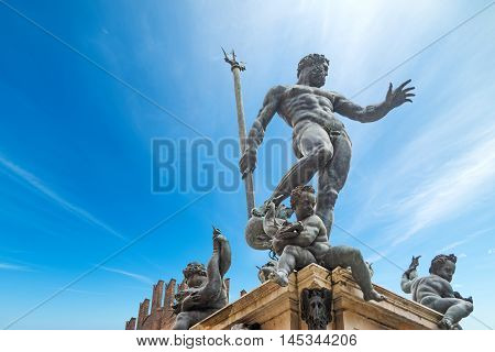 famous Triton statue in Bologna in Italy