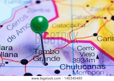 Tambo Grande pinned on a map of Peru