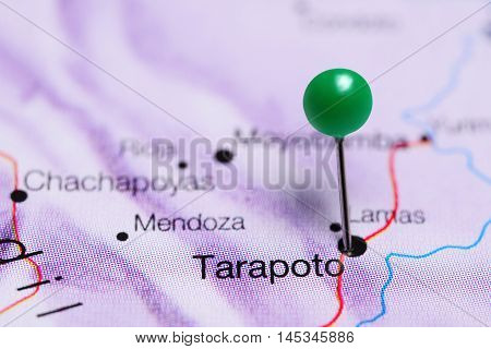 Tarapoto pinned on a map of Peru