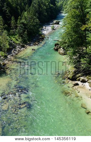 emerald green clean water of the stream Salza - Austria