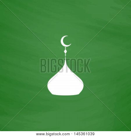 dome Simple line vector button. Imitation draw with white chalk on blackboard. Flat Pictogram and School board background. Outine illustration icon