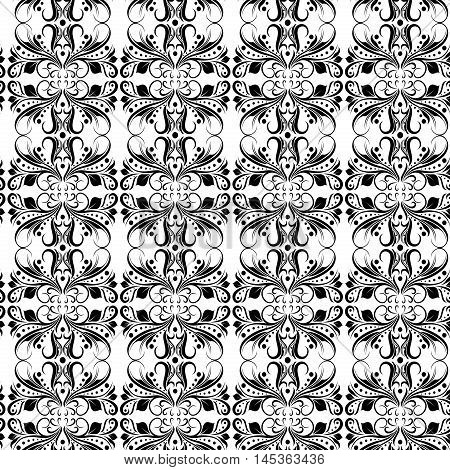 Seamless Pattern With Black Floral Elements