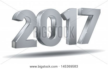 Happy new year 2017 vector in silver plated