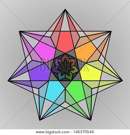 Colored geometric graphic cheerful rainbow star symbol