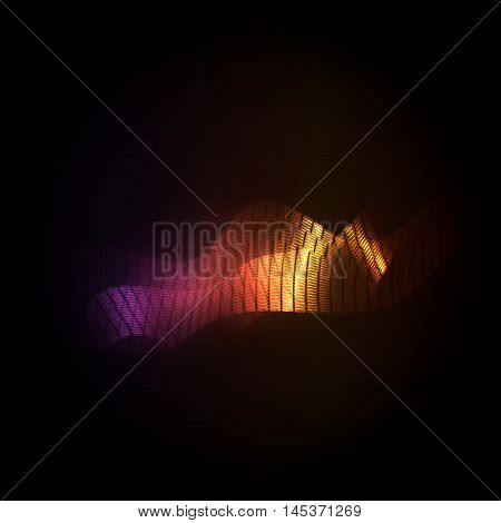 Golden glowing lucent alight waves abstract lines