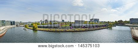 Panorama Of Spreebogen Park In Berlin With Government Buildings In Berlin