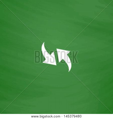 Recycle Simple line vector button. Imitation draw with white chalk on blackboard. Flat Pictogram and School board background. Outine illustration icon