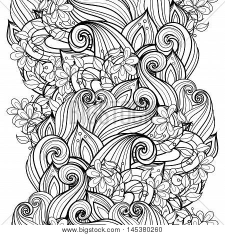 Vector Seamless Monochrome Floral Pattern