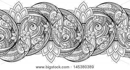 Vector Seamless Monochrome Floral Pattern