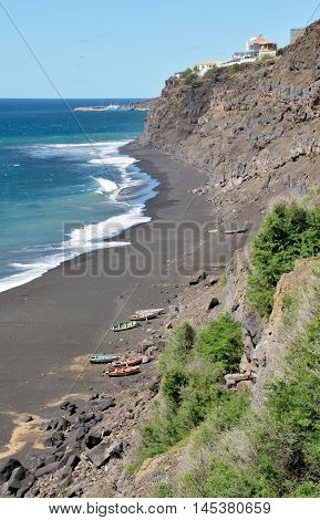 Boats On Black Sand Beach