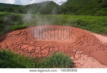 Krasnyy (Red) Mudpot in Valley of Geysers, Kamchatka, Russia