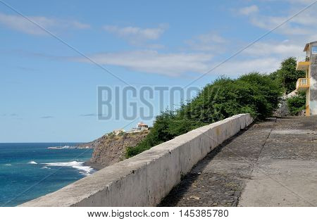 Concrete Barrier Protects The Waterfront Alley