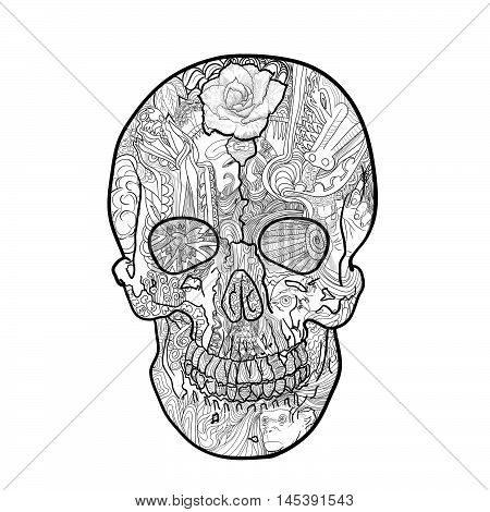 Line Art Skull Vector amp Photo Free - 145391543
