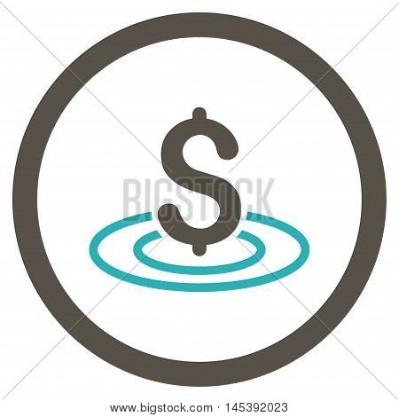 Money Area rounded icon. Vector illustration style is flat iconic bicolor symbol, grey and cyan colors, white background.