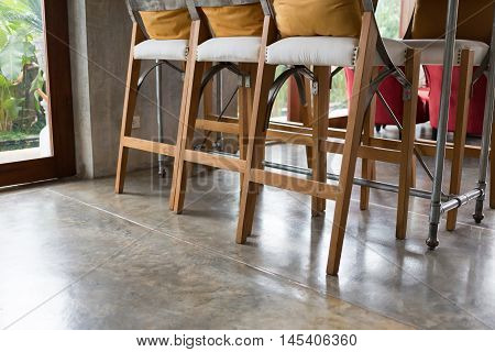 Living Room Interior Decoration Cafe Coffee With Wooden Bar And Chair Barstool