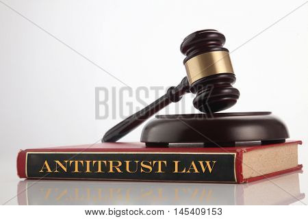gavel hammer on top of law book