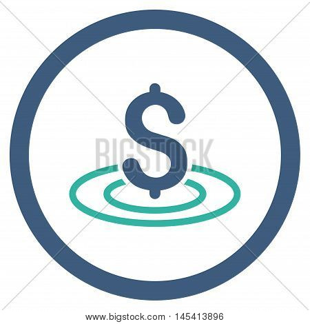 Money Area rounded icon. Vector illustration style is flat iconic bicolor symbol, cobalt and cyan colors, white background.