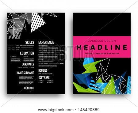 Business Abstract Template Background. Geometric Triangular or Polygonal Surface Structures. Brochure Layout for Annual Report or A4 Booklet. Vector Illustration.