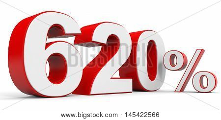 Discount 620 percent off on white background. 3D illustration.