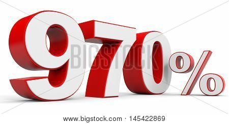 Discount 970 percent off on white background. 3D illustration.