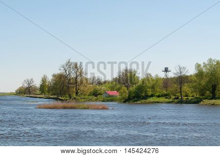 Russian Federation shore visible from the Rusne island rusne island lithuania