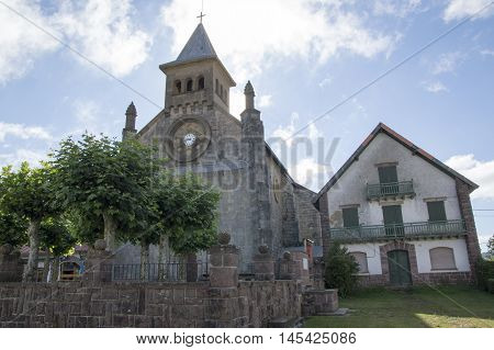 Belfry and church people burguete the way of santiago