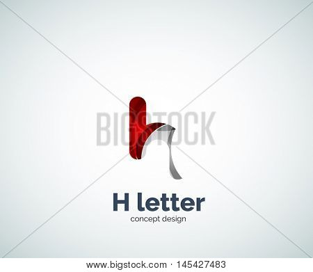 Abstract H geometric letter logo template. Overlapping transparent wave elements composition