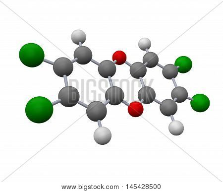 dioxin molecule model  o0n white background - 3d rendering