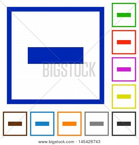 Set of color square framed remove flat icons