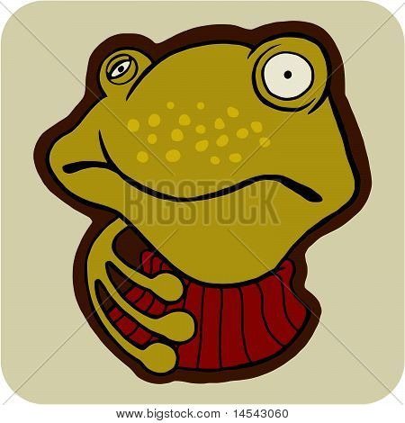 vector cartoon of winter frog
