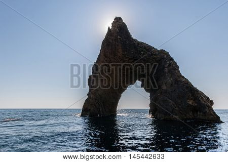 Golden Gate rock in the Black Sea. Crimea, Ukraine.