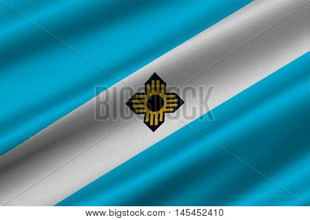 Flag of Madison is the capital of Wisconsin State United States. 3D illustration