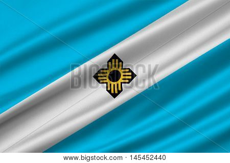 Flag of Madison is the capital of Wisconsin State United States. 3D illustration