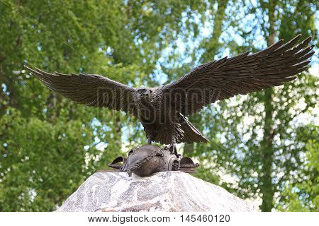 Bronze Eagle Taking Off A Stone Monument