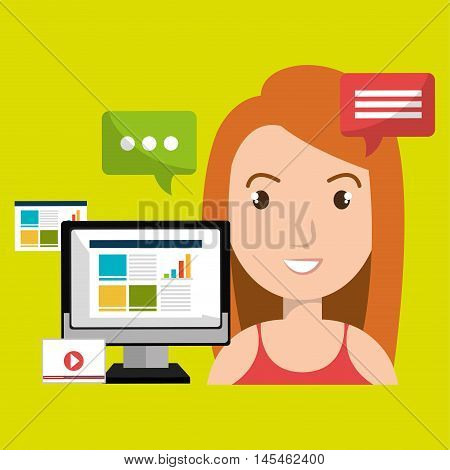 woman statistics graphic search vector illustration eps 10