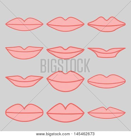 Lips simple icons shape set Eps 10
