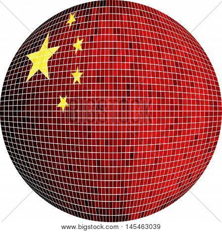 Ball with China flag - Illustration, 
Sphere Chinese flag vector,  
Abstract Grunge Mosaic flag of China