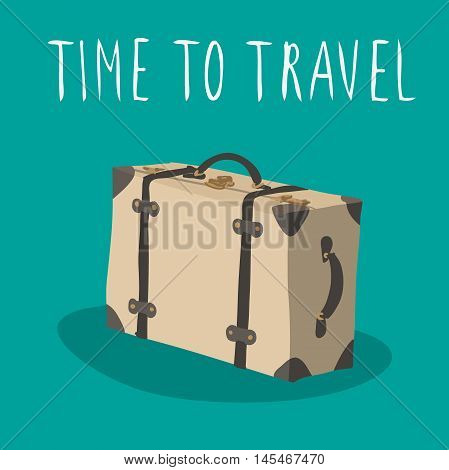 Retro suitcase vector isolated. Travel time. Vintage case
