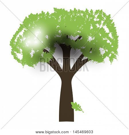 Green Oak Silhouette of a tree, Vector, backlight