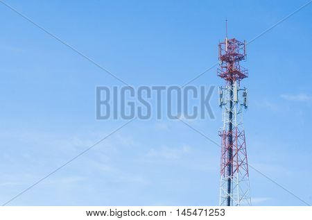 The antenna tower with blue sky background