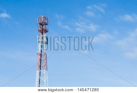 The antenna tower with blue sky background