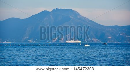 NAPLES, ITALY - OCTOBER 04, 2016: View of Naples near Via Caracciolo seafront.