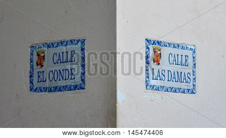Intersetion ofCalle el Conde and Las Damas. Santo Domingo, Dominican Republic.