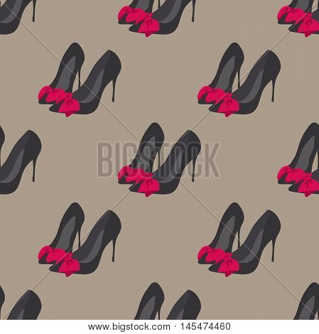 Seamless pattern with women s shoes. Vector illustration