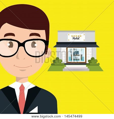 receptionist suitcase employee vector illustration design eps 10