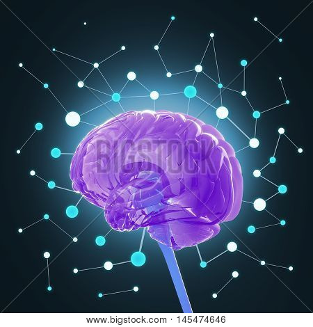 Huma brain isolated. Brain power, colorful creative thoughts. 3D illustration.